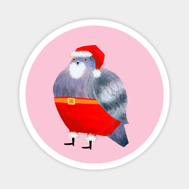 Pigeon Santa Claus Magnet by Tascha